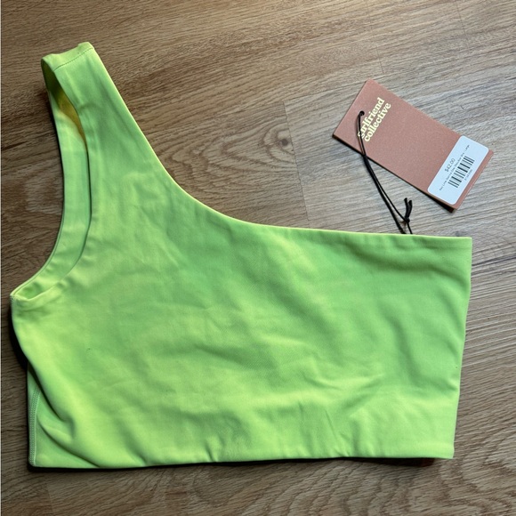Lime Green Girlfriend Collective One Shoulder Stretchy Top - Picture 3 of 6